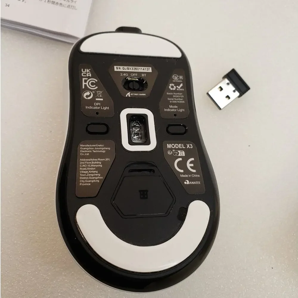 ATTACK SHARK Tri-Mode Wireless Gaming Mouse (PAW-3395 Sensor / White)
